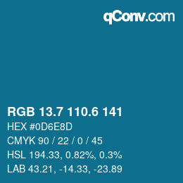 カラーコード: RGB 13.7 110.6 141 | qconv.com