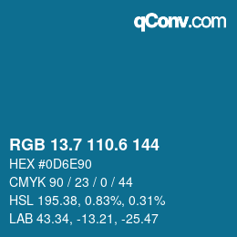 カラーコード: RGB 13.7 110.6 144 | qconv.com