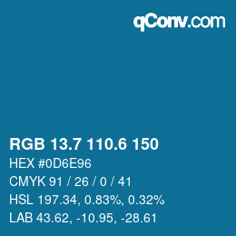 カラーコード: RGB 13.7 110.6 150 | qconv.com