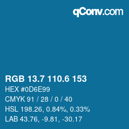 カラーコード: RGB 13.7 110.6 153 | qconv.com