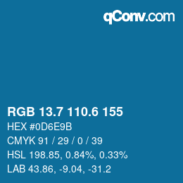 カラーコード: RGB 13.7 110.6 155 | qconv.com