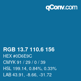 カラーコード: RGB 13.7 110.6 156 | qconv.com
