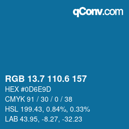 カラーコード: RGB 13.7 110.6 157 | qconv.com