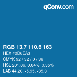 カラーコード: RGB 13.7 110.6 163 | qconv.com