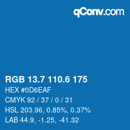 カラーコード: RGB 13.7 110.6 175 | qconv.com