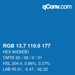 カラーコード: RGB 13.7 110.6 177 | qconv.com