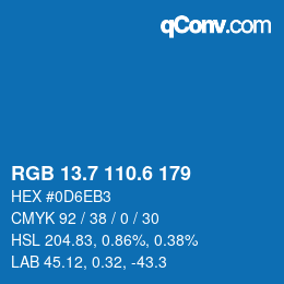 カラーコード: RGB 13.7 110.6 179 | qconv.com