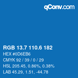 カラーコード: RGB 13.7 110.6 182 | qconv.com