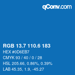 カラーコード: RGB 13.7 110.6 183 | qconv.com