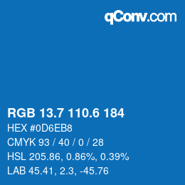 カラーコード: RGB 13.7 110.6 184 | qconv.com