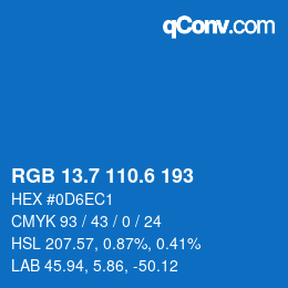 カラーコード: RGB 13.7 110.6 193 | qconv.com