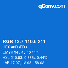 カラーコード: RGB 13.7 110.6 211 | qconv.com