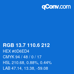 カラーコード: RGB 13.7 110.6 212 | qconv.com