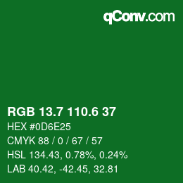 カラーコード: RGB 13.7 110.6 37 | qconv.com