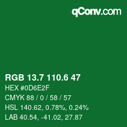 カラーコード: RGB 13.7 110.6 47 | qconv.com
