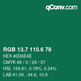 カラーコード: RGB 13.7 110.6 78 | qconv.com