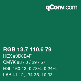 カラーコード: RGB 13.7 110.6 79 | qconv.com