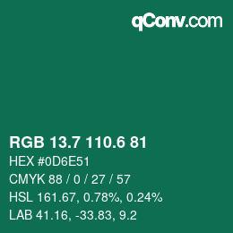 カラーコード: RGB 13.7 110.6 81 | qconv.com