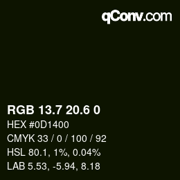 カラーコード: RGB 13.7 20.6 0 | qconv.com