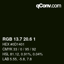 カラーコード: RGB 13.7 20.6 1 | qconv.com
