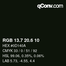 カラーコード: RGB 13.7 20.6 10 | qconv.com