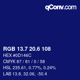 カラーコード: RGB 13.7 20.6 108 | qconv.com