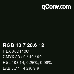 カラーコード: RGB 13.7 20.6 12 | qconv.com