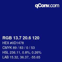 カラーコード: RGB 13.7 20.6 120 | qconv.com