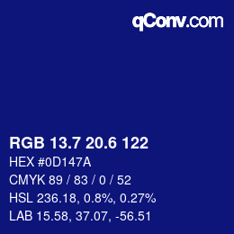 カラーコード: RGB 13.7 20.6 122 | qconv.com