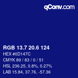 カラーコード: RGB 13.7 20.6 124 | qconv.com