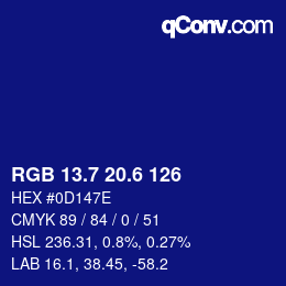 カラーコード: RGB 13.7 20.6 126 | qconv.com