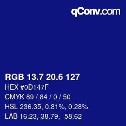 カラーコード: RGB 13.7 20.6 127 | qconv.com