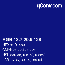 カラーコード: RGB 13.7 20.6 128 | qconv.com
