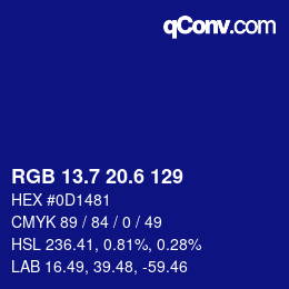 カラーコード: RGB 13.7 20.6 129 | qconv.com