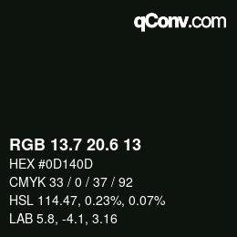 カラーコード: RGB 13.7 20.6 13 | qconv.com