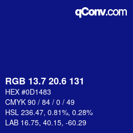 カラーコード: RGB 13.7 20.6 131 | qconv.com