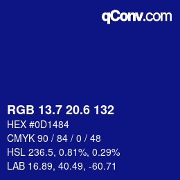 カラーコード: RGB 13.7 20.6 132 | qconv.com