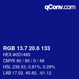 カラーコード: RGB 13.7 20.6 133 | qconv.com