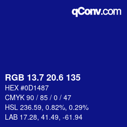カラーコード: RGB 13.7 20.6 135 | qconv.com