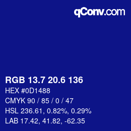 カラーコード: RGB 13.7 20.6 136 | qconv.com