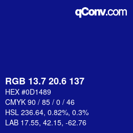 カラーコード: RGB 13.7 20.6 137 | qconv.com