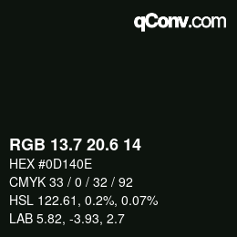 カラーコード: RGB 13.7 20.6 14 | qconv.com