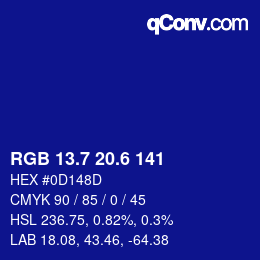 カラーコード: RGB 13.7 20.6 141 | qconv.com