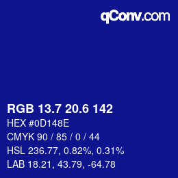 カラーコード: RGB 13.7 20.6 142 | qconv.com