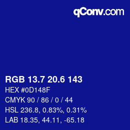カラーコード: RGB 13.7 20.6 143 | qconv.com