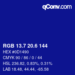 カラーコード: RGB 13.7 20.6 144 | qconv.com