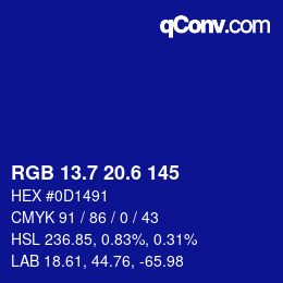 カラーコード: RGB 13.7 20.6 145 | qconv.com