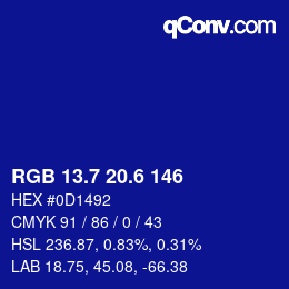 カラーコード: RGB 13.7 20.6 146 | qconv.com