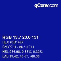 カラーコード: RGB 13.7 20.6 151 | qconv.com