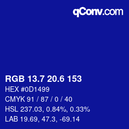 カラーコード: RGB 13.7 20.6 153 | qconv.com